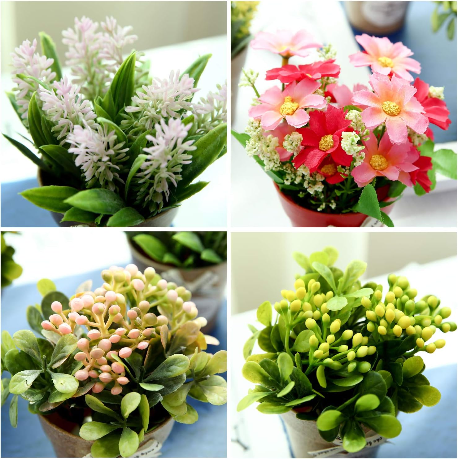 LUEUR Set of 6 Artificial Flowers with Vase