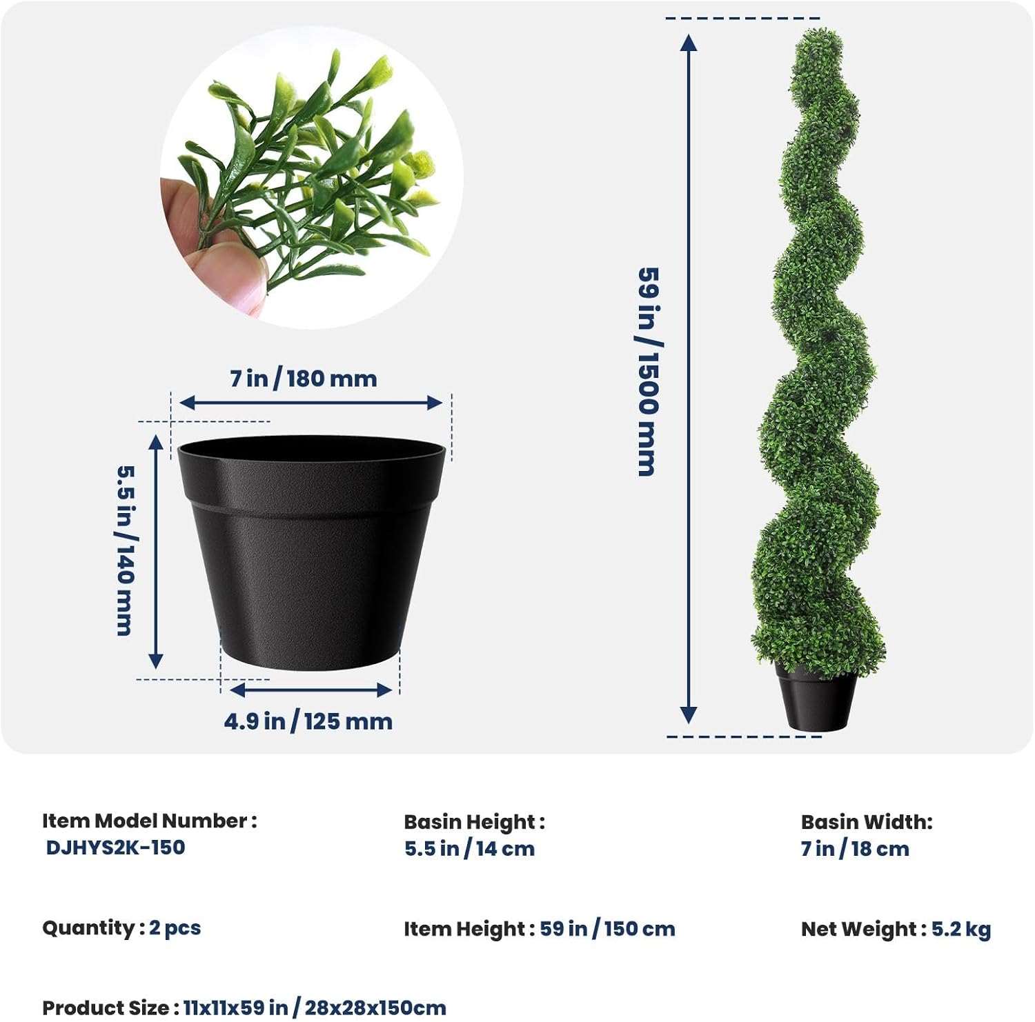 Artificial Boxwood Tree 59 Inch Outdoor Decor