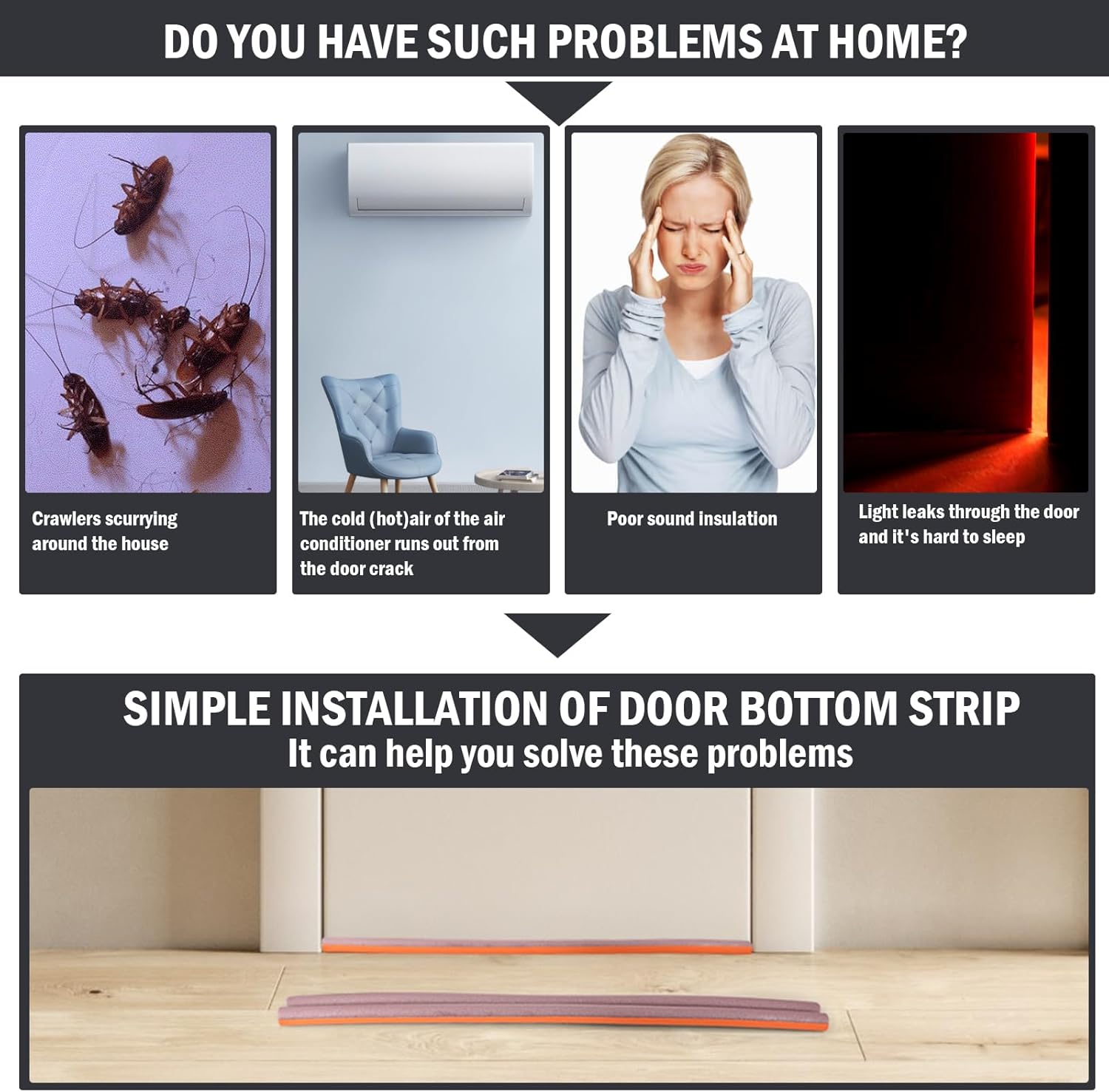 Lineba Door Draft Stopper 36 Inch Adjustable Brown Sweeps
