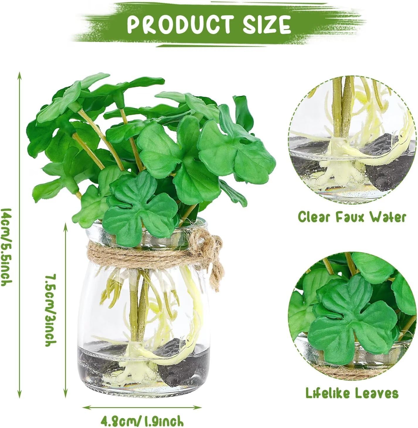 Lovmeety Mini Fake Plants Glass Vase Artificial Decor