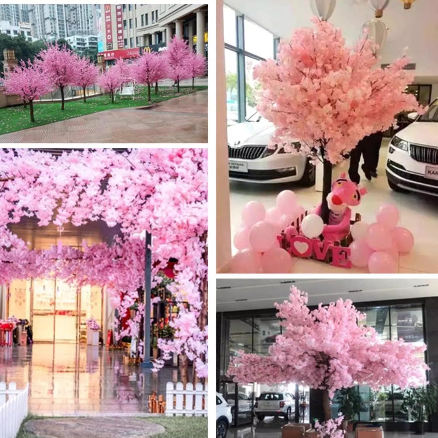 Pink Artificial Cherry Blossom Tree with Rattan Vines 1mx08m