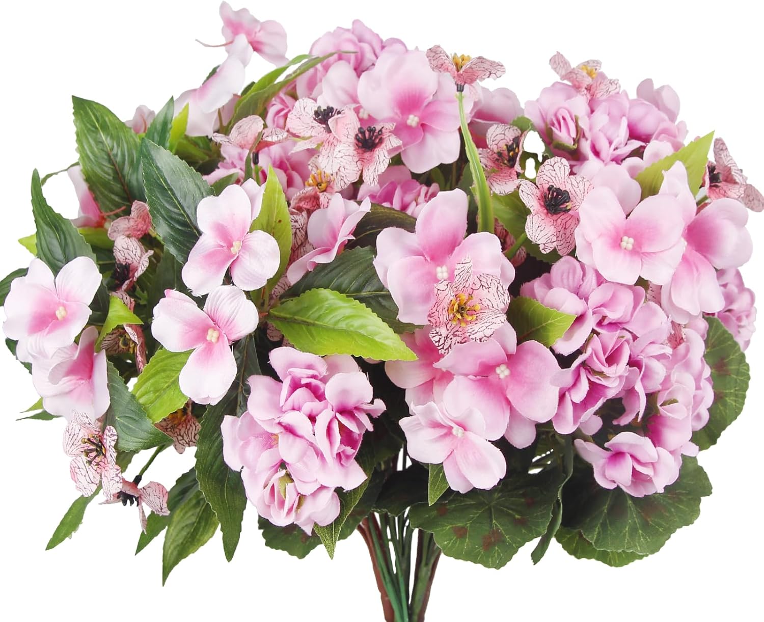 6 Pcs Artificial Impatiens Flowers for Outdoor Decor