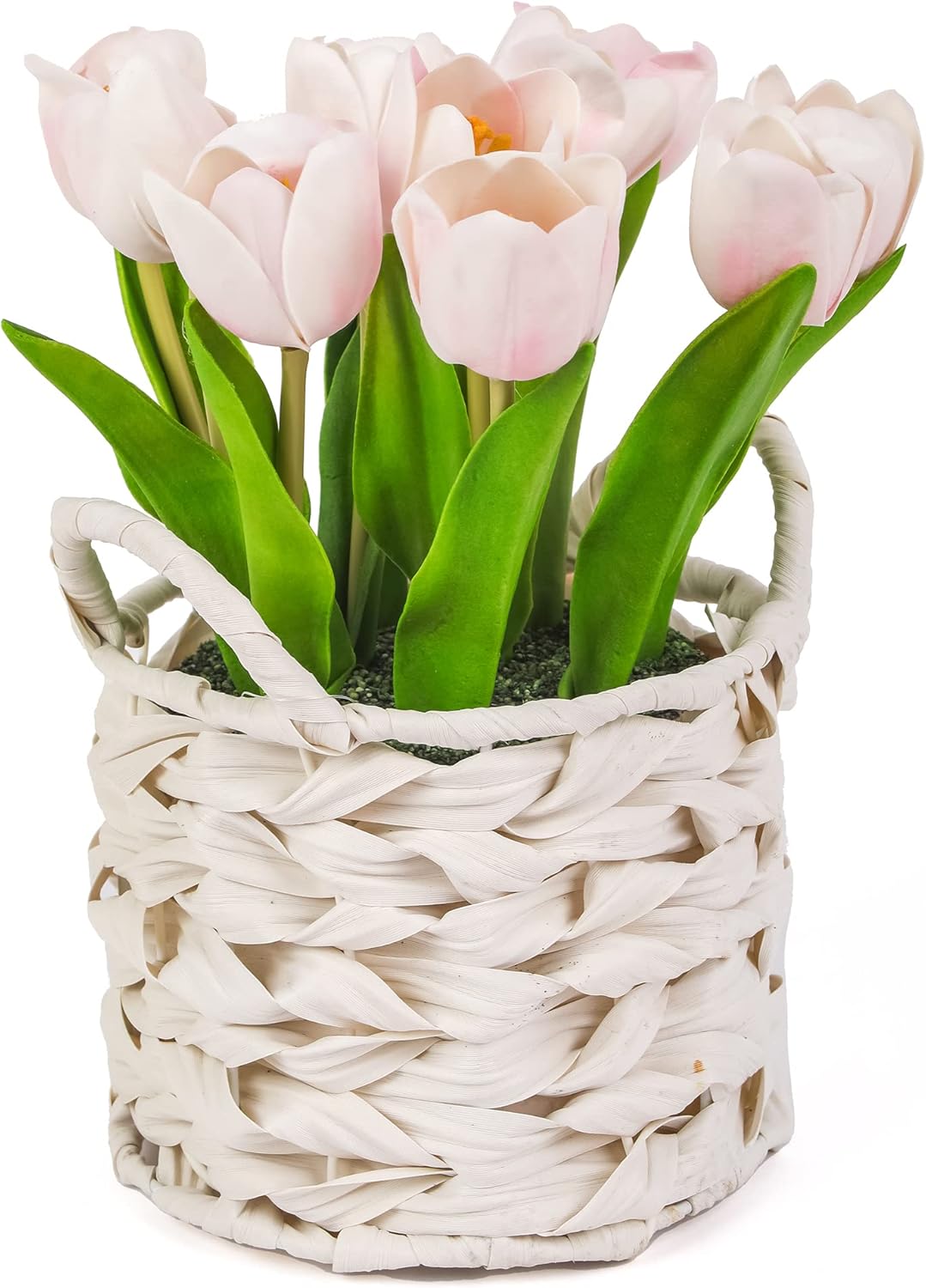 National Tree Company Artificial Tulip Bouquet with White Basket