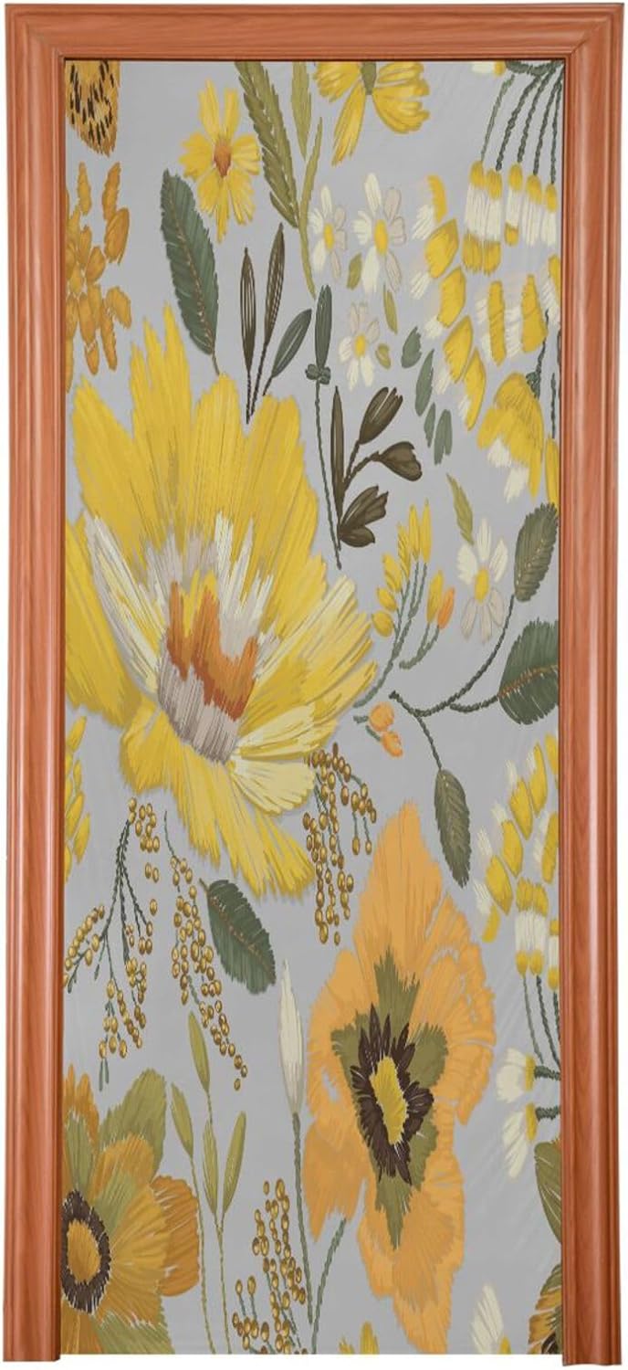 Susiyo Yellow Wildflowers Daisies Halloween Door Cover