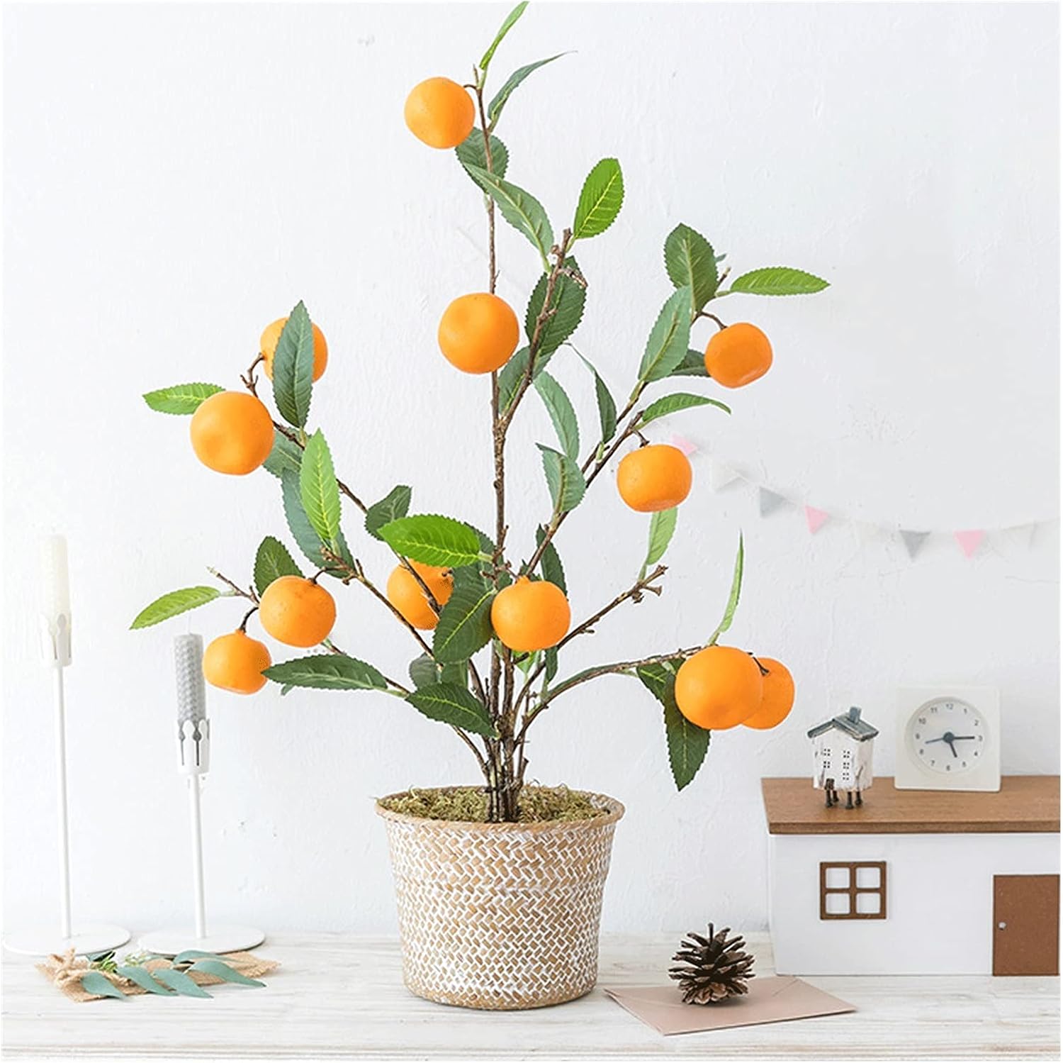 Artificial Pine Bonsai Tree 25 Inch Potted Fake Plants with Basket