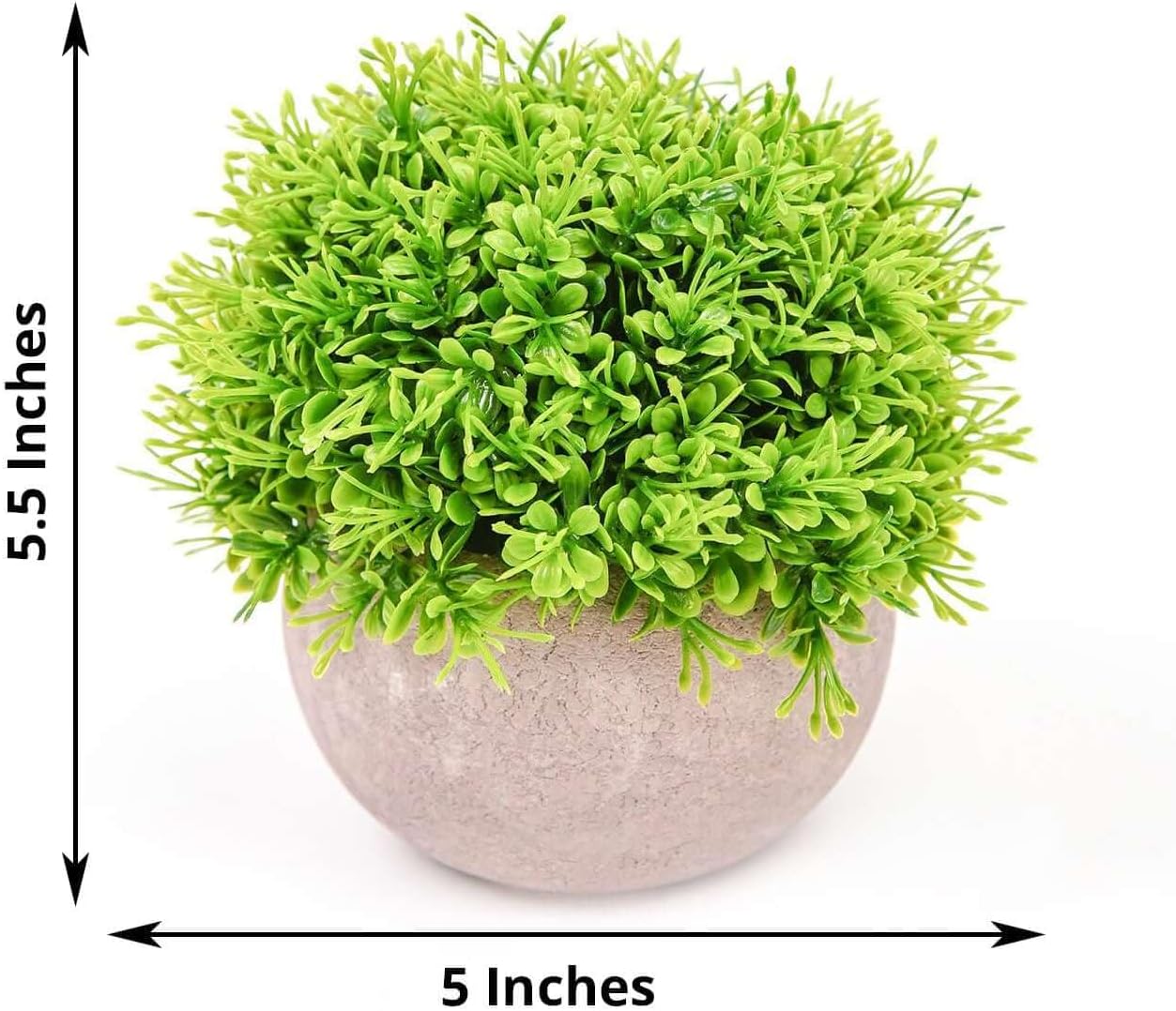 Efavormart 2 Pack Potted Artificial Boxwood Topiary in Gray Planter Pots