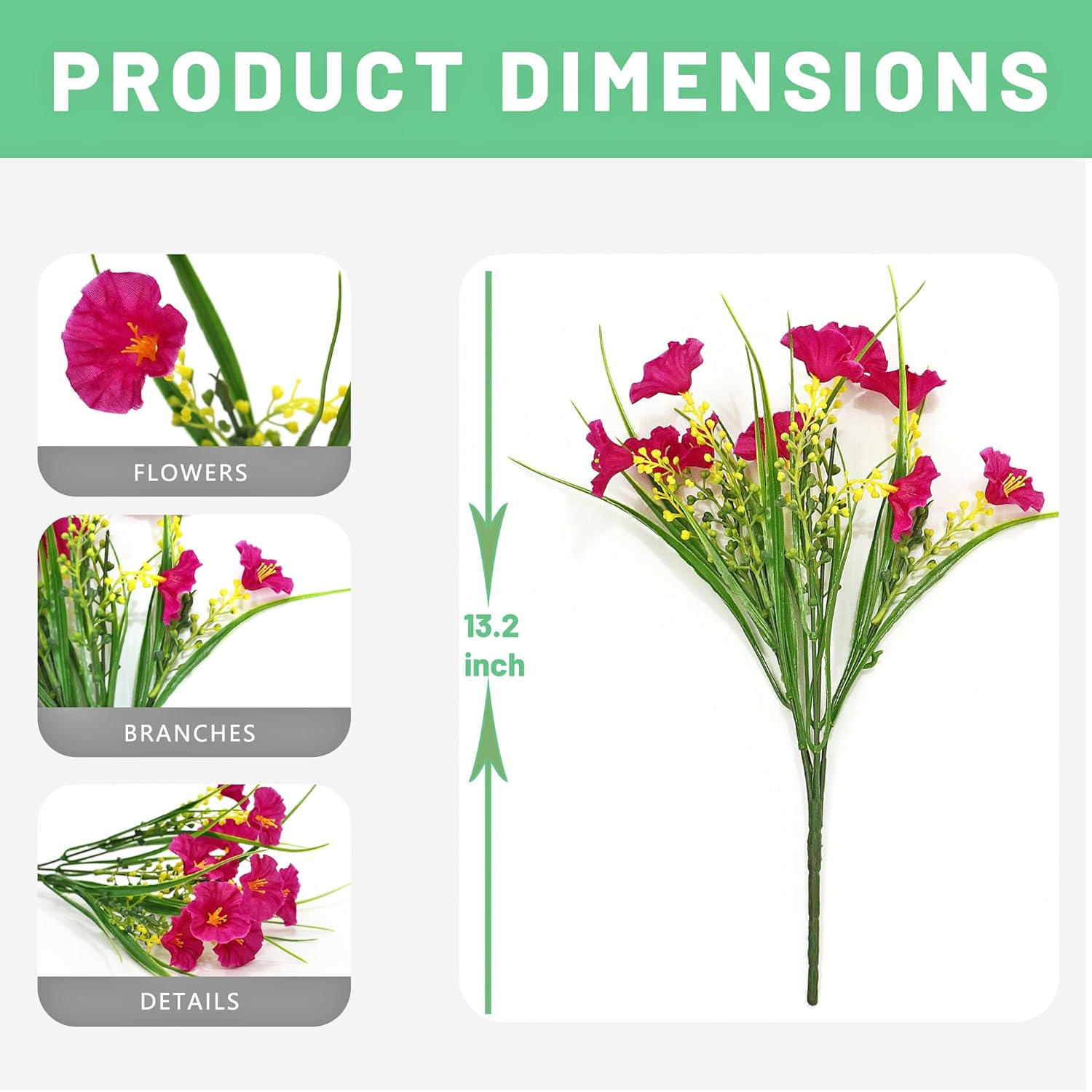 16PCS Artificial Fake Outdoor Flowers Plants with Wheat Ears