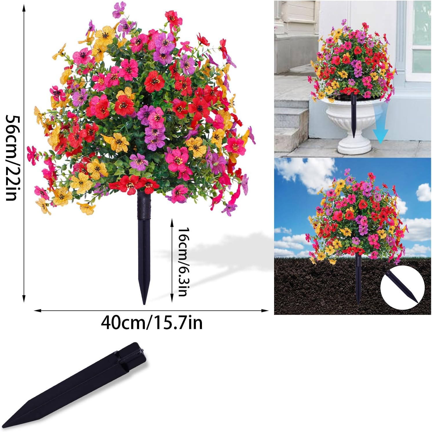 Artificial Violets with Ground Spikes 22 Inch 2pcs