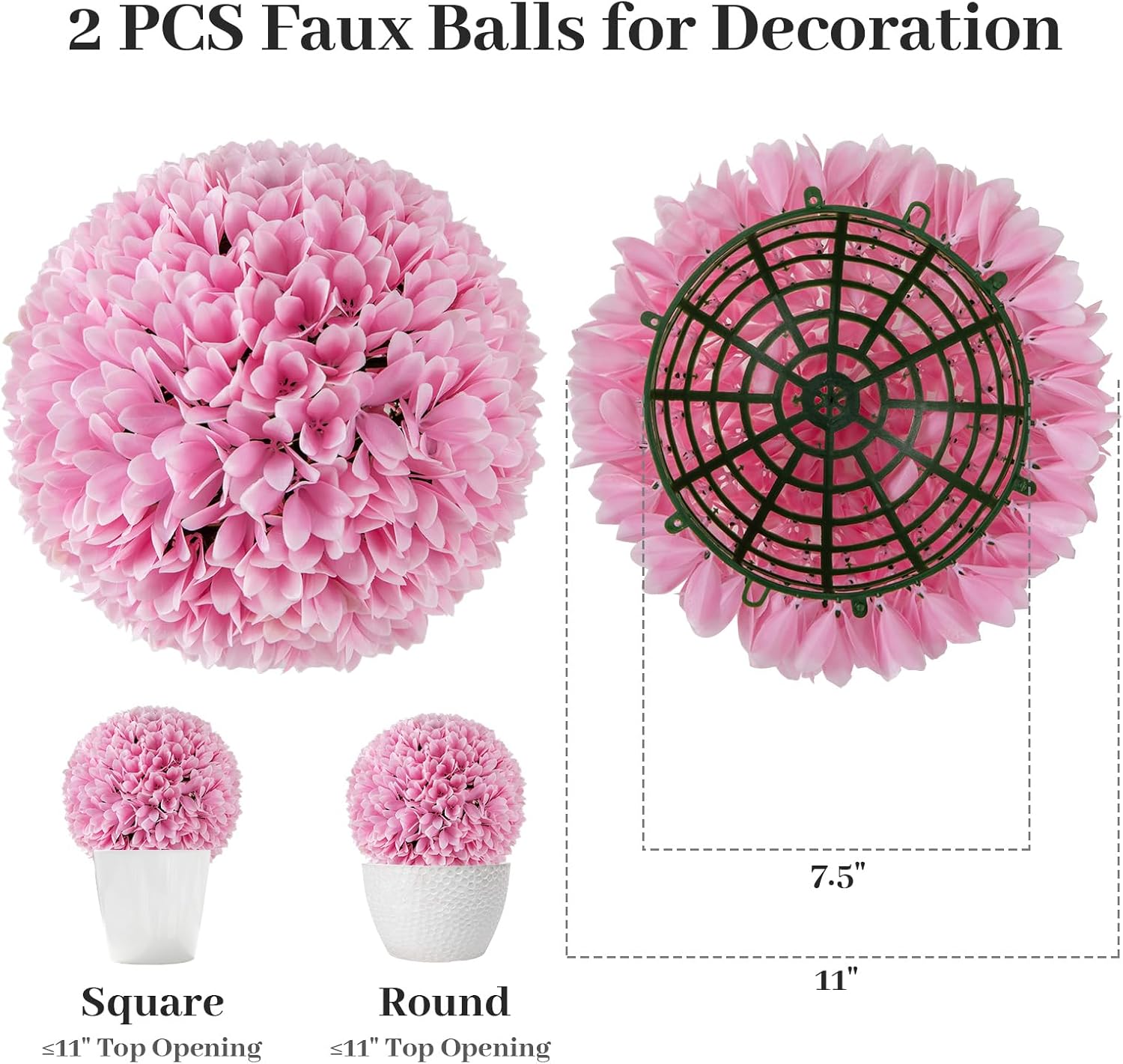 Goplus 11 Inch Artificial Topiary Balls Set of 2 Pink