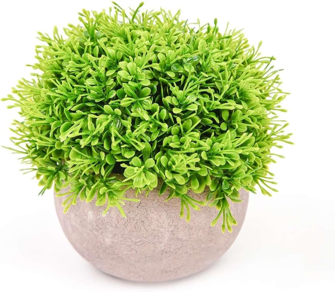 Efavormart 2 Pack Potted Artificial Boxwood Topiary in Gray Planter Pots