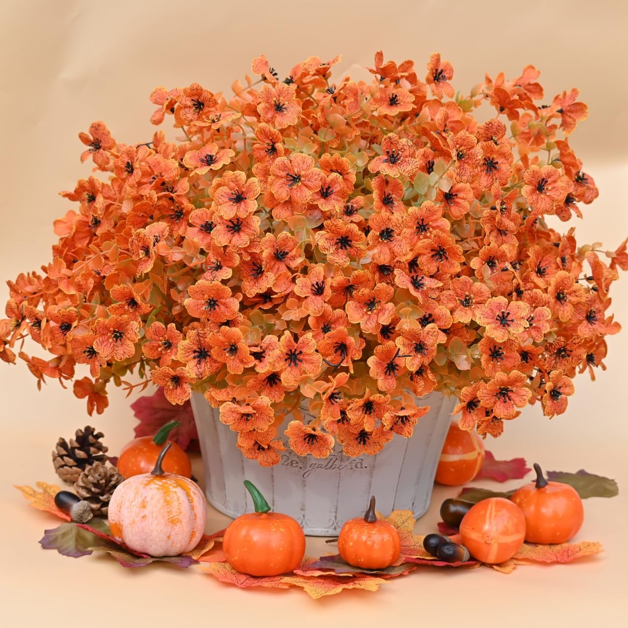 Artificial Fall Mums Flowers 12 Bundles for Porch Patio Hanging Planter