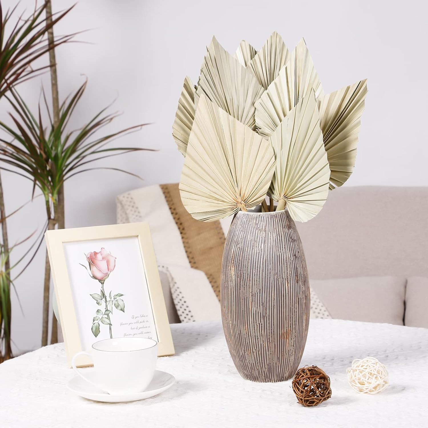 Cenkaiyang 40 Pcs Boho Dried Palm Spears Leaves Decor