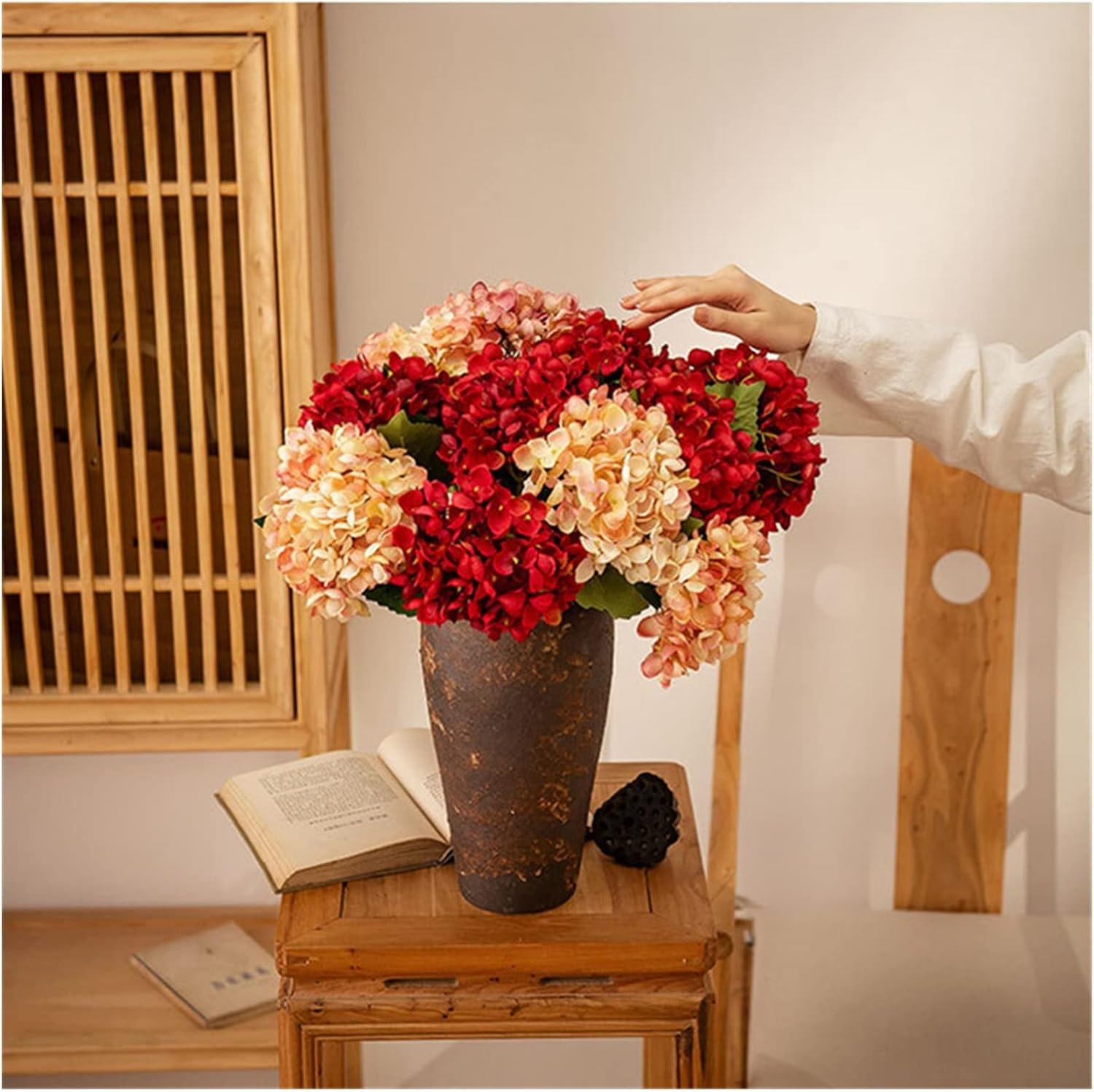 GaRcan Artificial Hydrangea Branch with Pot for Home Decor
