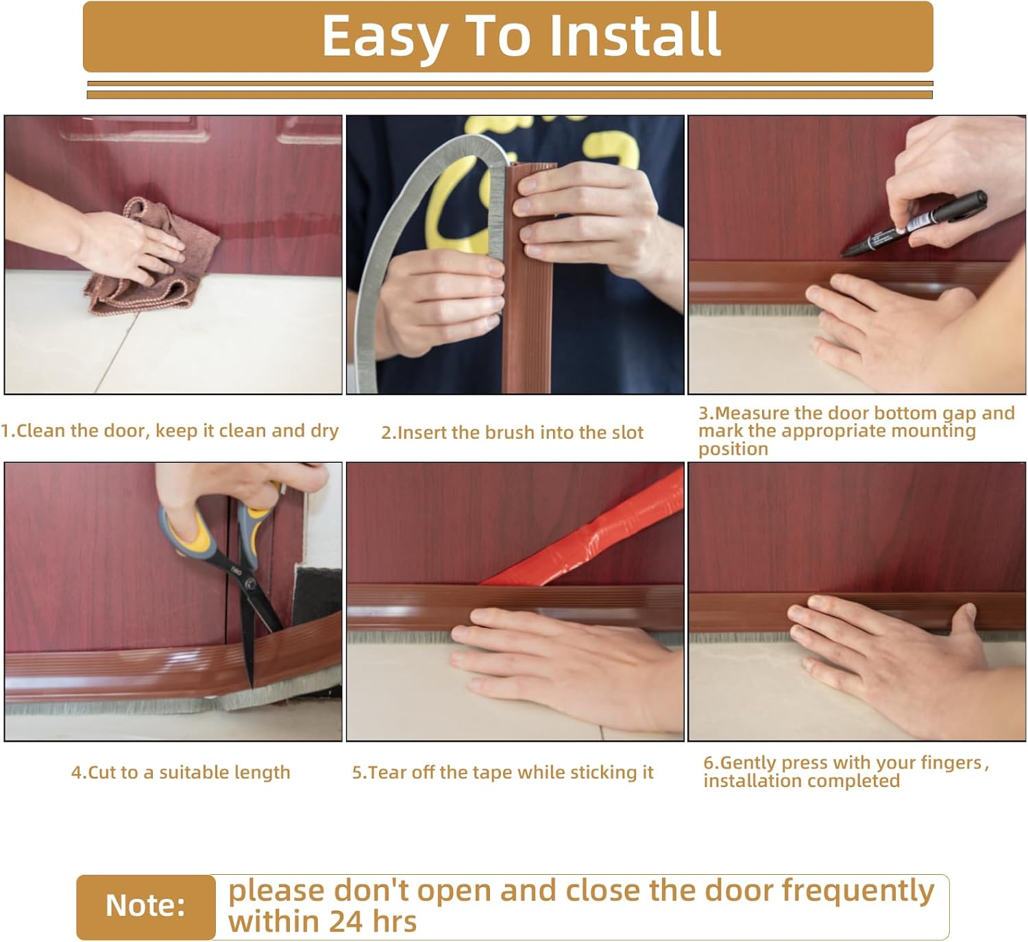 39 Inch Door Draft Stopper with Brush Strong Adhesive