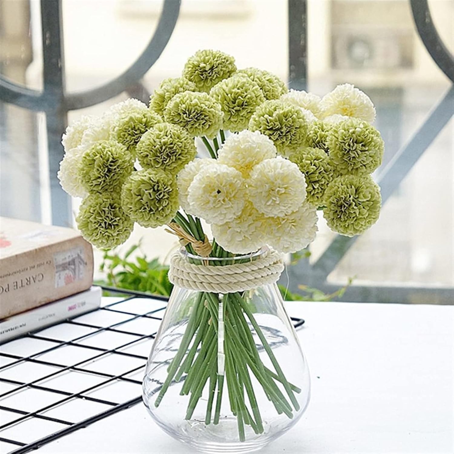 Artificial Flowers with Pots 6Pcs Bundle Gold Chrysanthemum