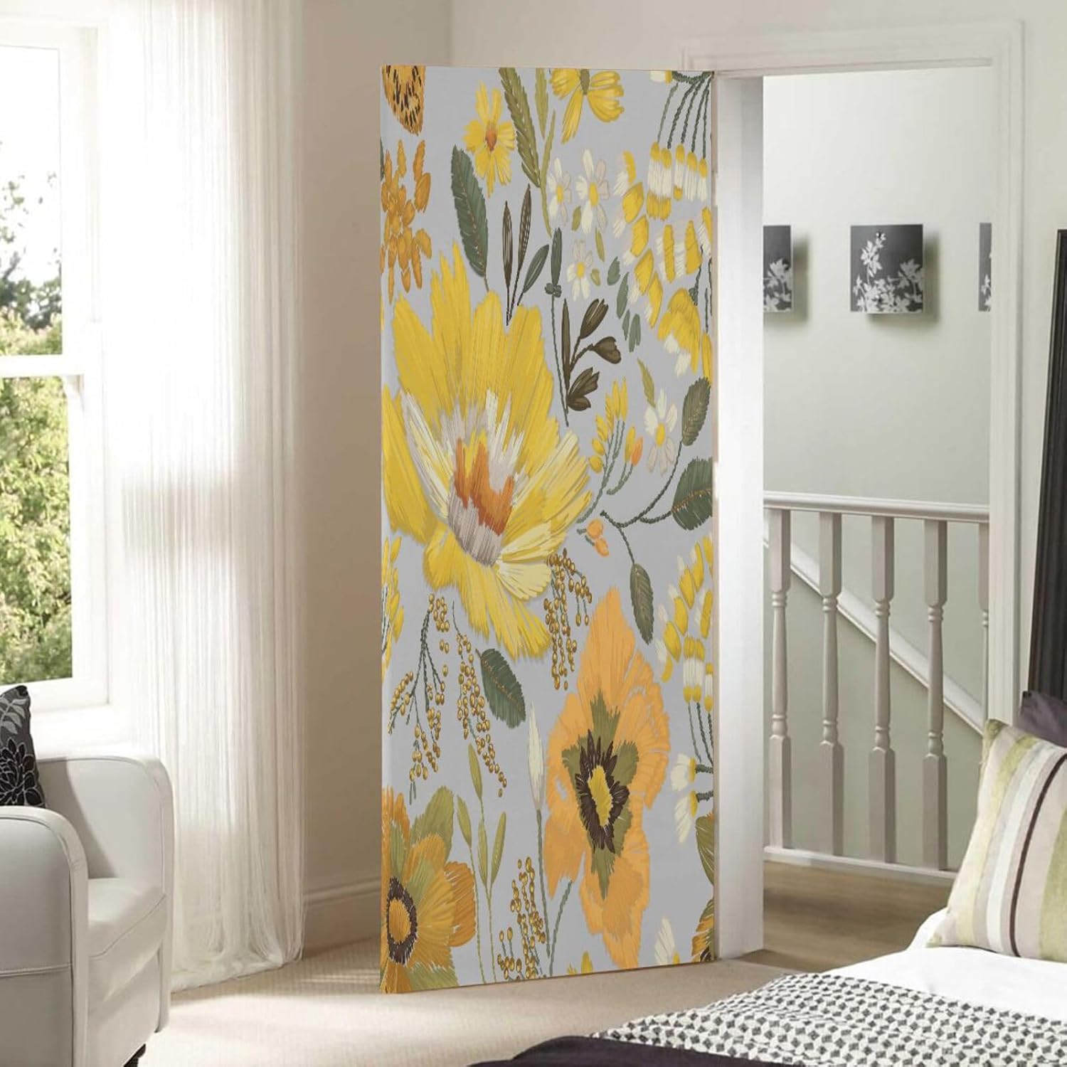Susiyo Yellow Wildflowers Daisies Halloween Door Cover