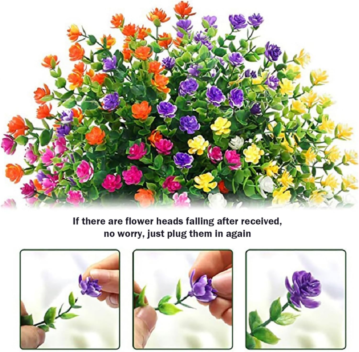6 Bundles Artificial Fall Flowers Yellow UV Resistant