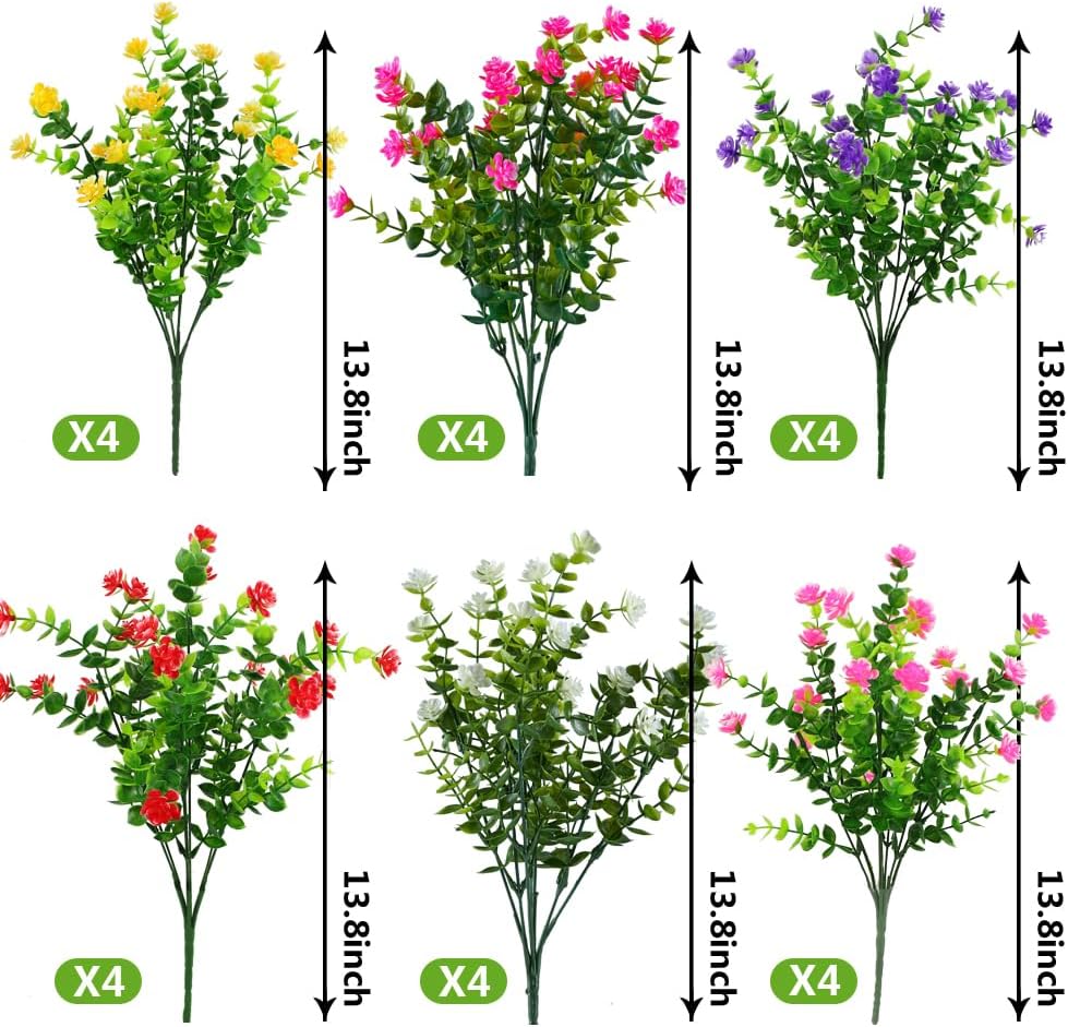 24PCS Artificial Eucalyptus Plants UV Resistant for Wedding Decor