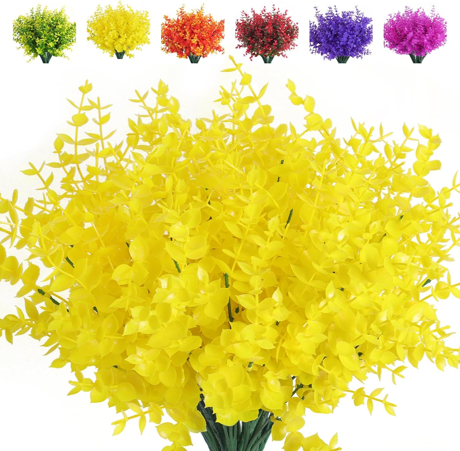 RECUTMS Artificial Flowers 8 Bundles UV Resistant Faux Plants