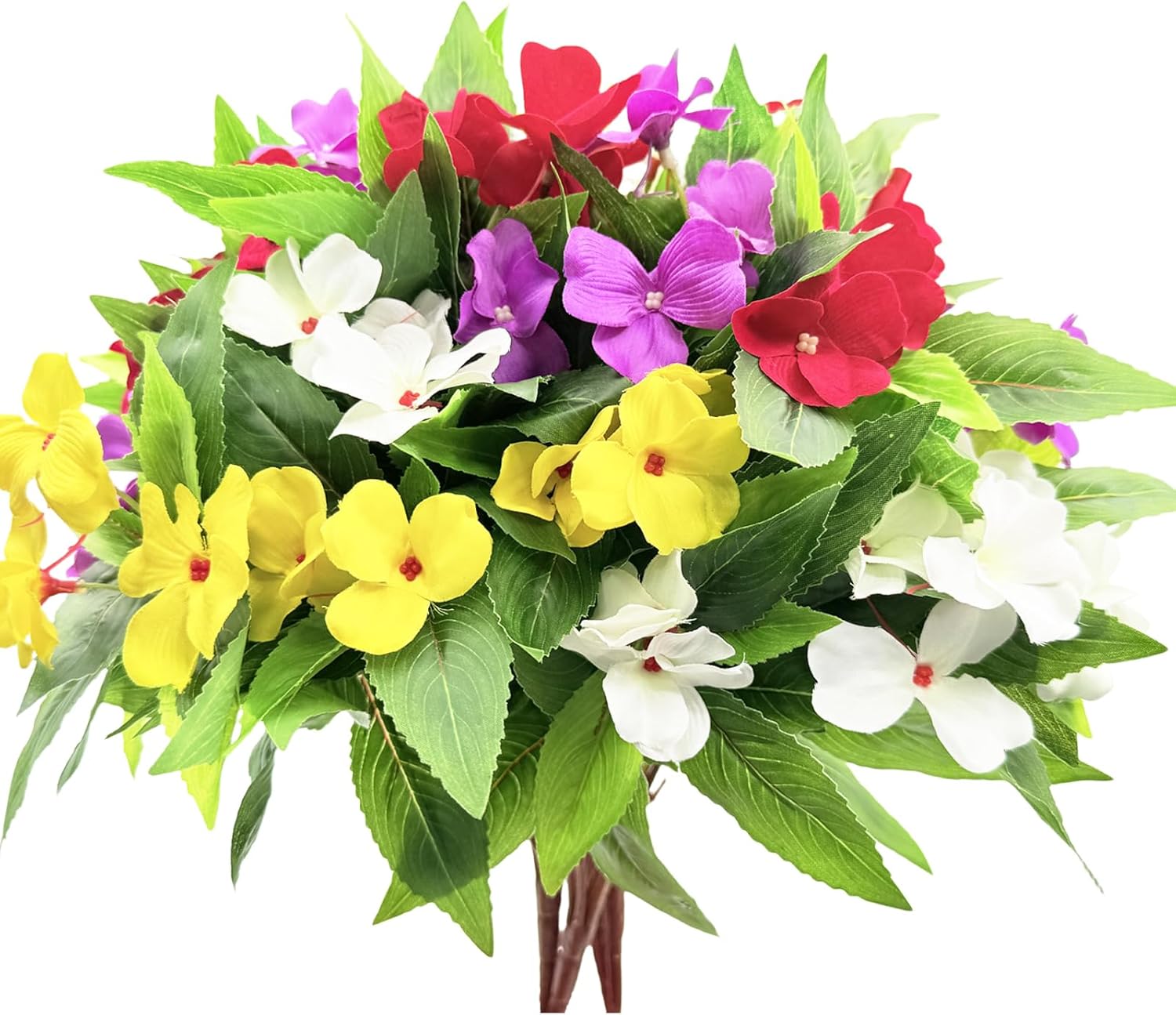 FERIAL 4PCS Artificial Impatiens Bouquet Multicolor
