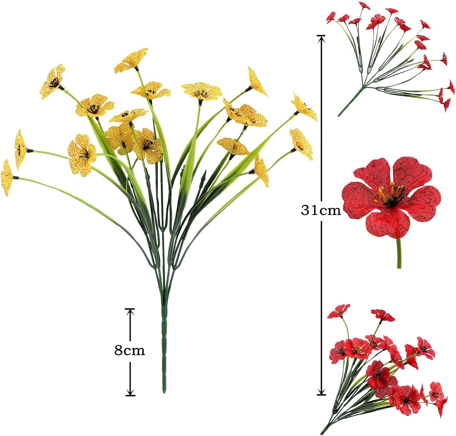 Lifelike Artificial Flowers Outdoor 4pcs Set