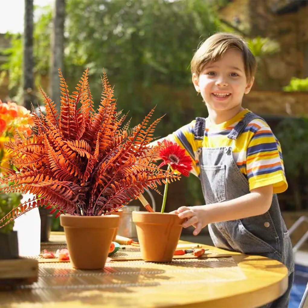 FineInno 12 Pcs Artificial Boston Ferns for Garden Decor