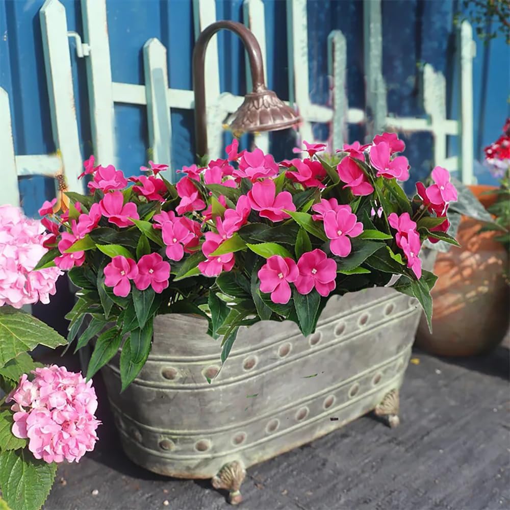 FERIAL Artificial Impatiens Bouquet for Outdoor Garden Decor