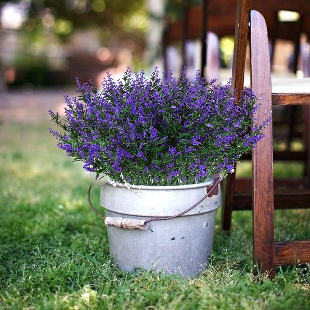 ArtBloom 8 Bundle Artificial Lavender Flowers UV Resistant