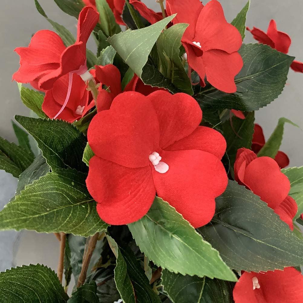 Lopkey Artificial Impatiens Bouquet for Home Decor and Garden