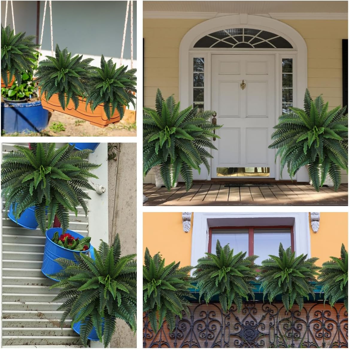 44W 30H Artificial Boston Ferns for Home Garden Decor