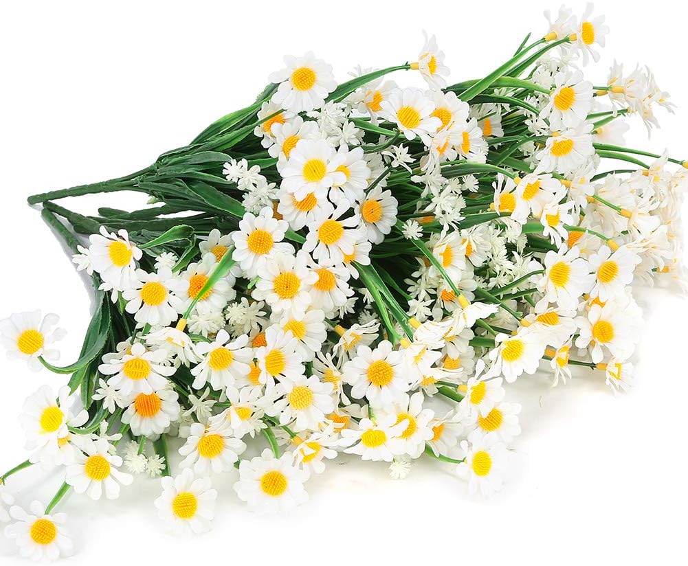 8 Bundles Artificial Daisies Flowers for Outdoor Decor