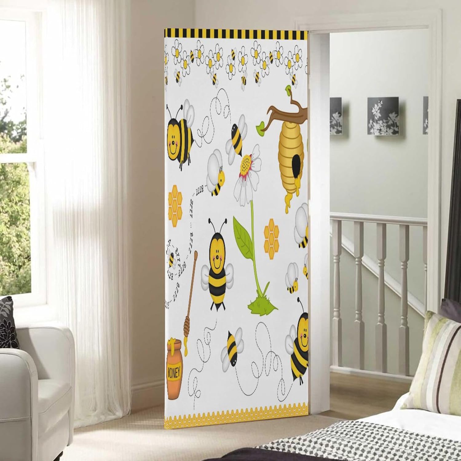 Susiyo Bees Flowers Halloween Door Cover 32x79 Inch