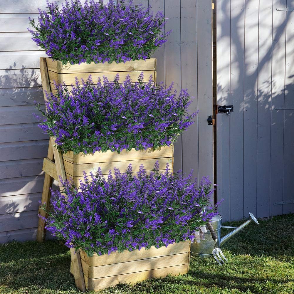 ArtBloom 8 Bundle Artificial Lavender Flowers UV Resistant