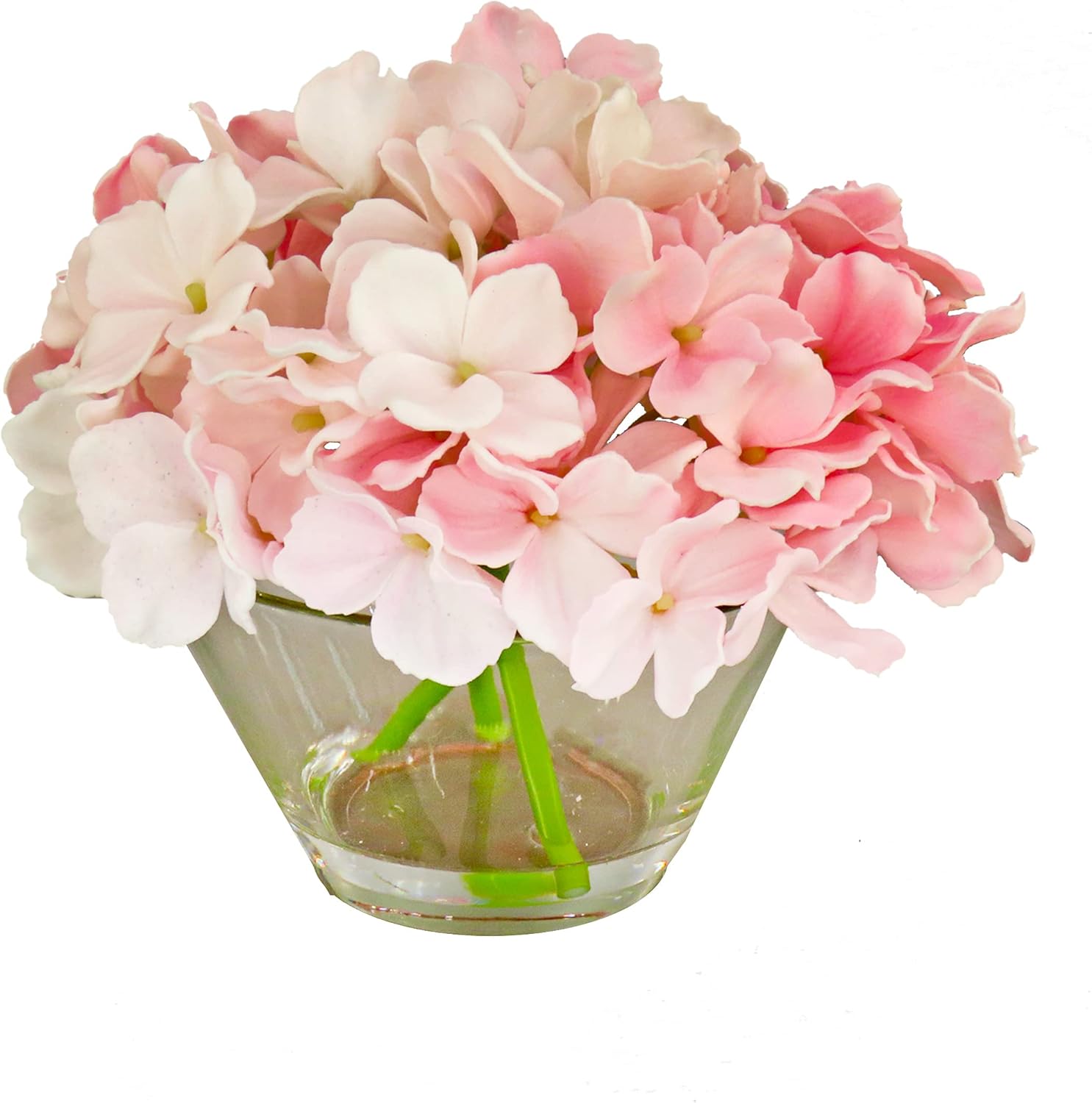 National Tree Company Artificial Hydrangea Bouquet with Glass Vase 1