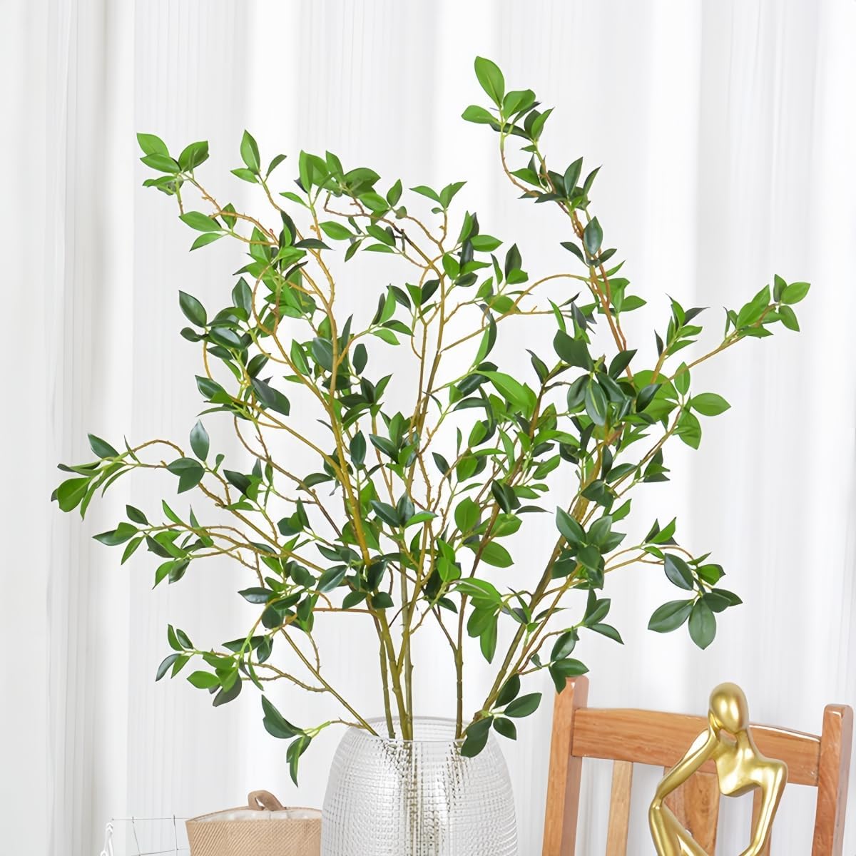 3PCS Artificial Ficus Plant Branches 433 Inch Vase Decor