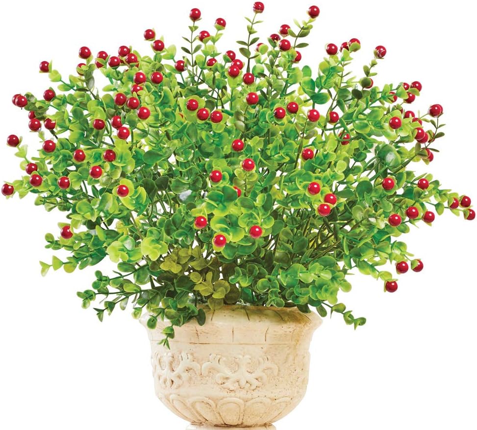 Collections Etc Winter Boxwood with Red Berries Set of 3
