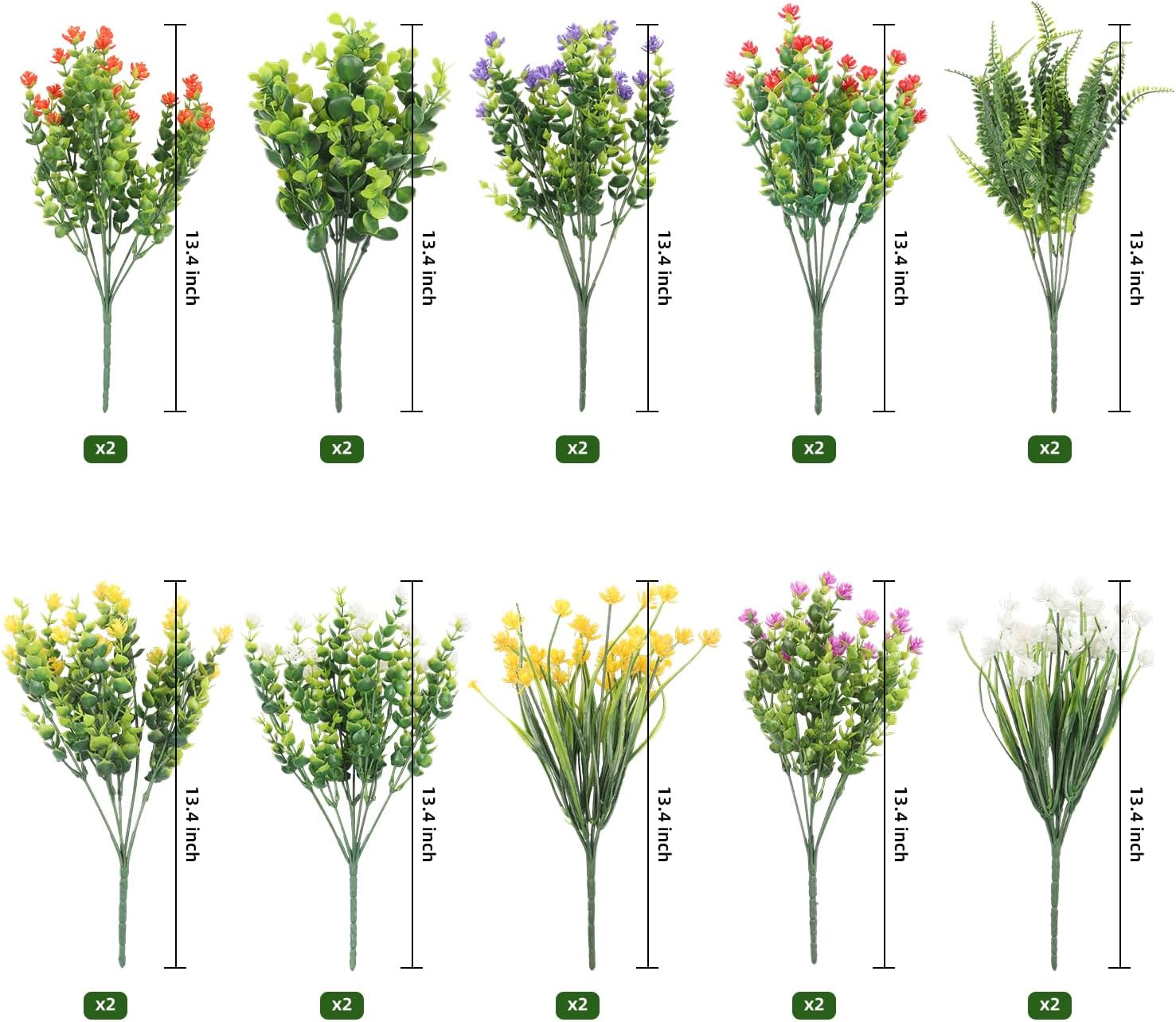 20 Bundles Artificial Flowers for Outdoor Decor