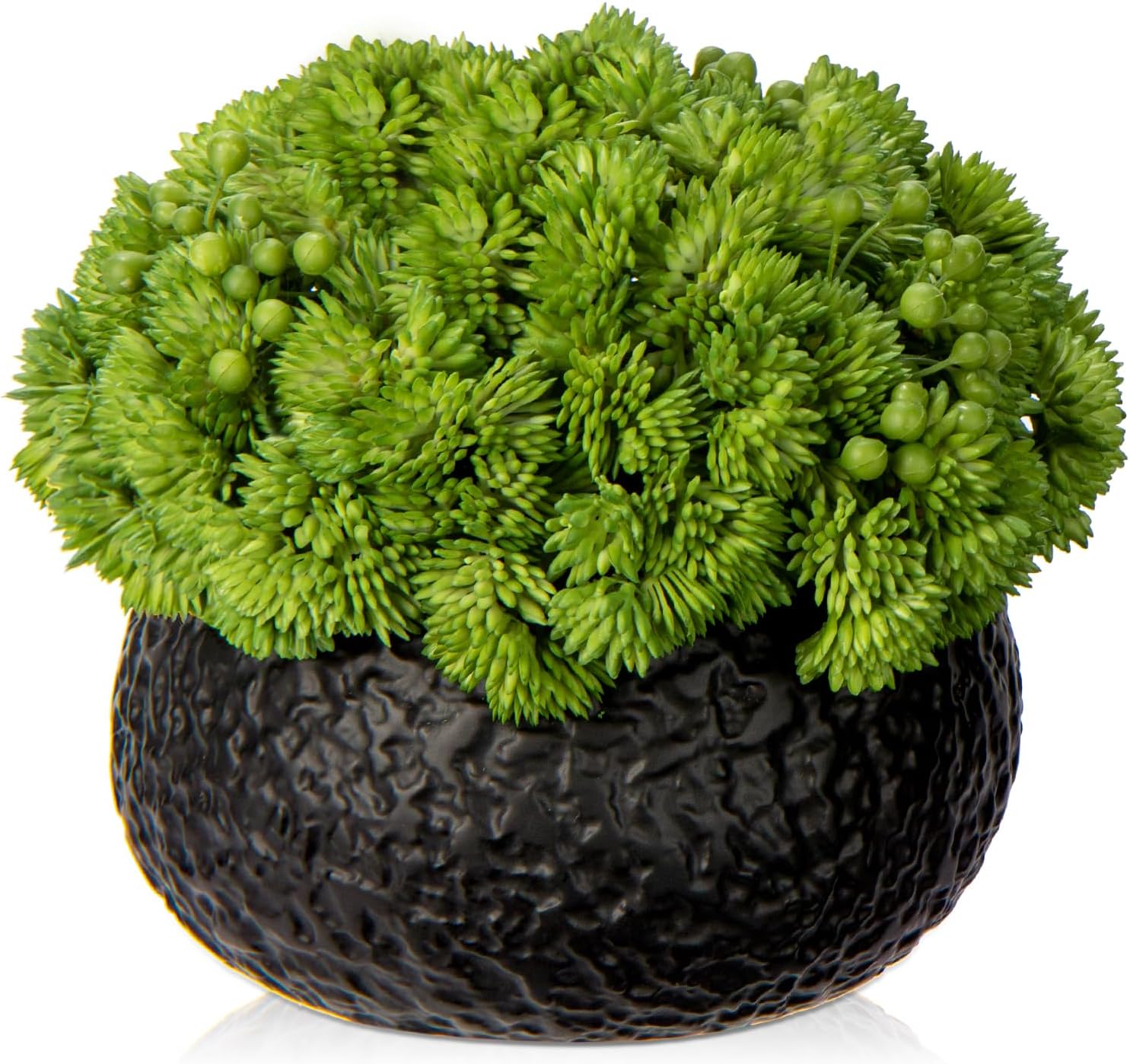 Briful Artificial Succulents in Black Ceramic Pots