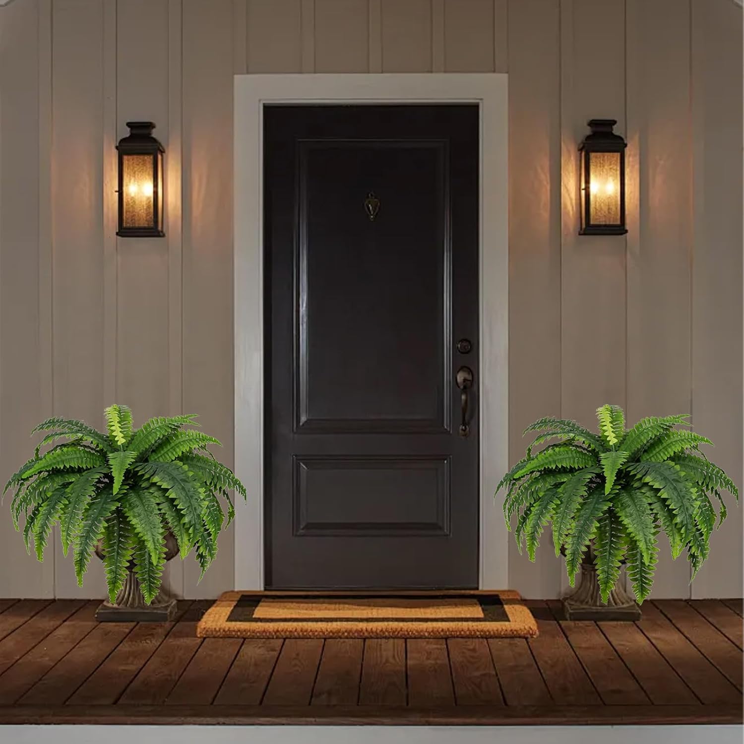 MDAL Large Artificial Boston Fern Bush Set of 2 48 Inch