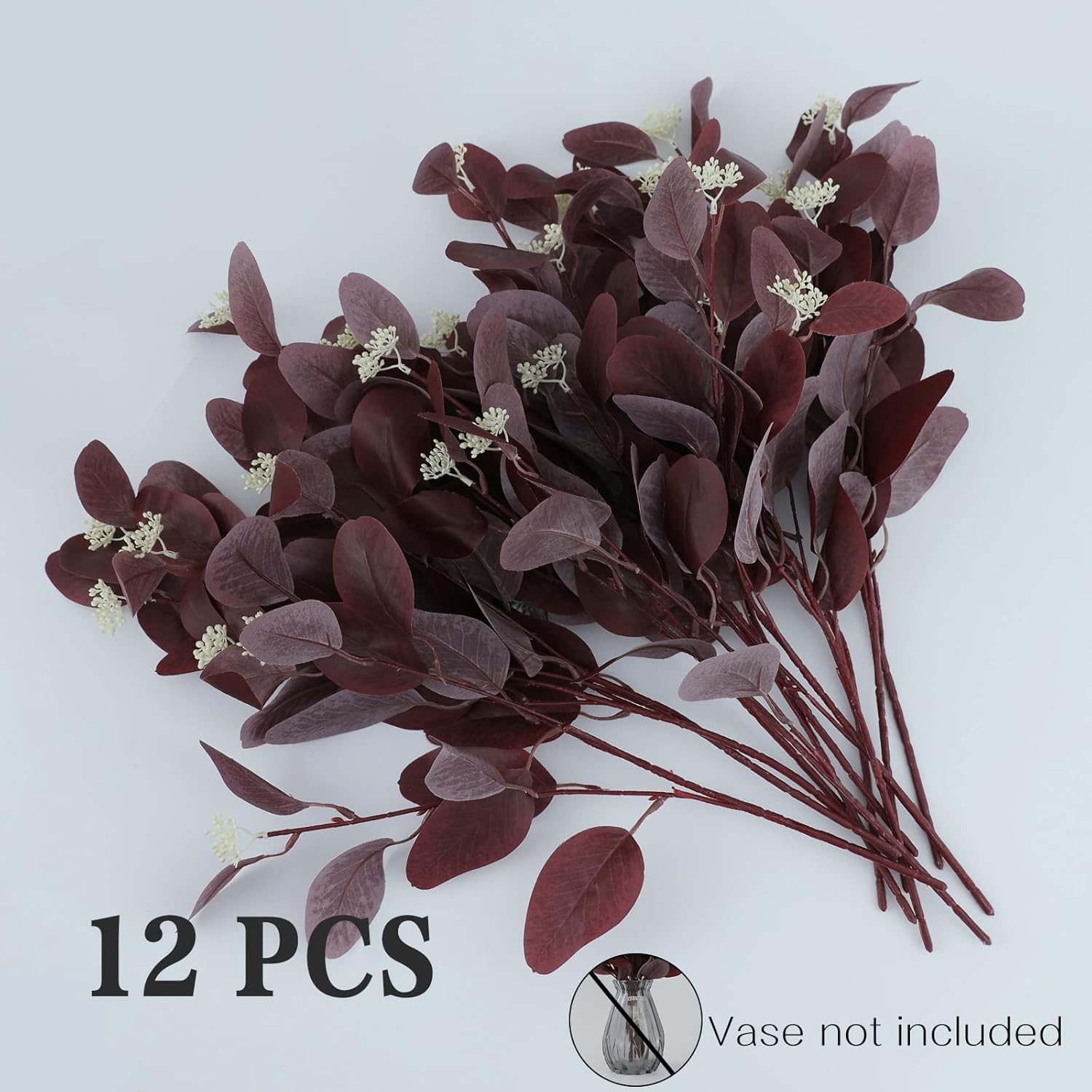 Rosscer 12Pcs Artificial Eucalyptus Stems with Berries