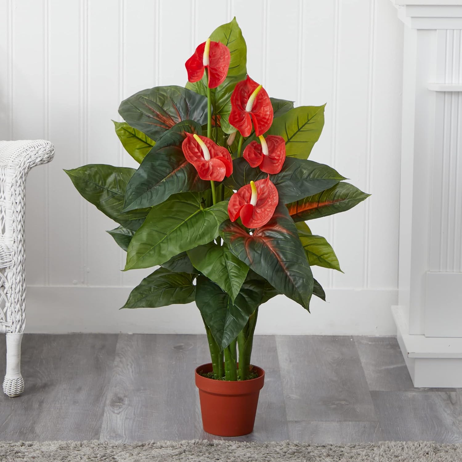 Nearly Natural 3ft Anthurium Artificial Flower Red