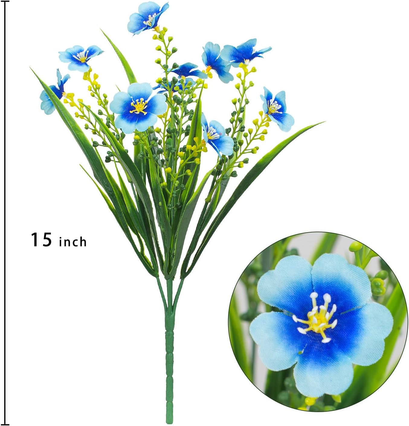 10 Pcs Artificial Flowers UV Resistant Blue