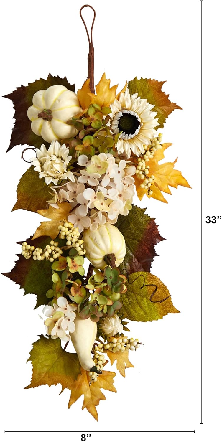 Nearly Natural 33in Fall Teardrop Flower Decor