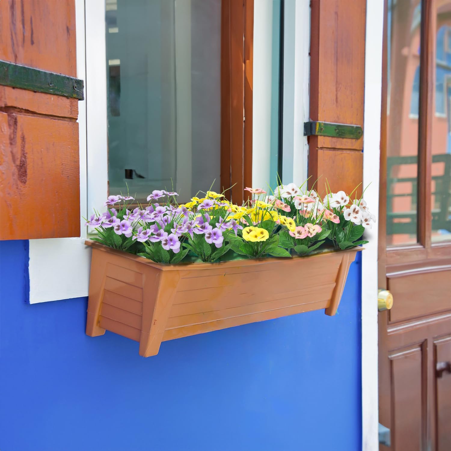 Poolfind Artificial Flowers 12 Bundles UV Resistant Pansy Decor