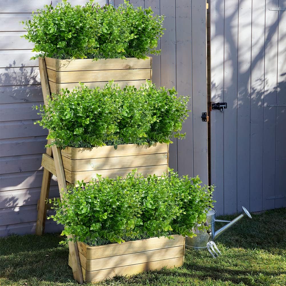 ArtBloom 12 Bundles UV Resistant Artificial Boxwood Flowers