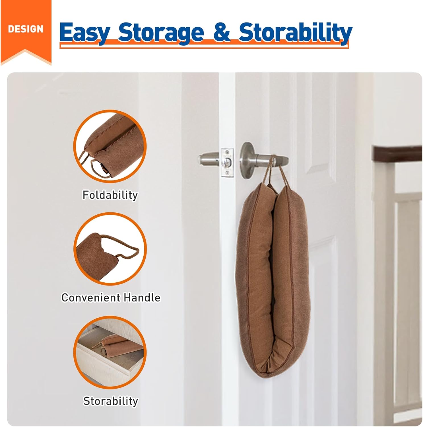 MAGZO Door Draft Stopper 32 Inch Brown