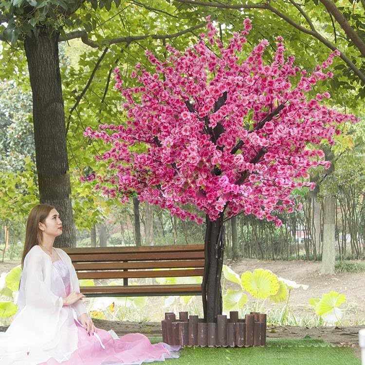 TBJEN Simulation Peach Blossom Tree - Durable Artificial Flower Bonsai