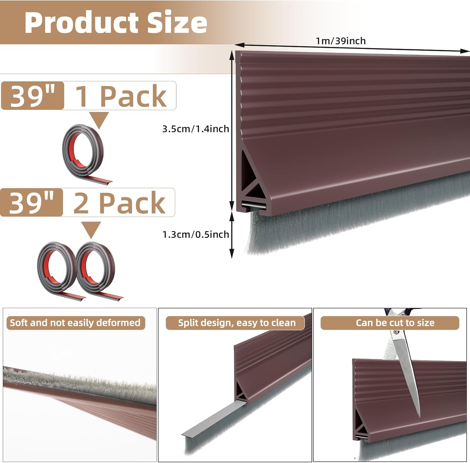 39 Inch Rubber Door Sweep with Silicone Adhesive