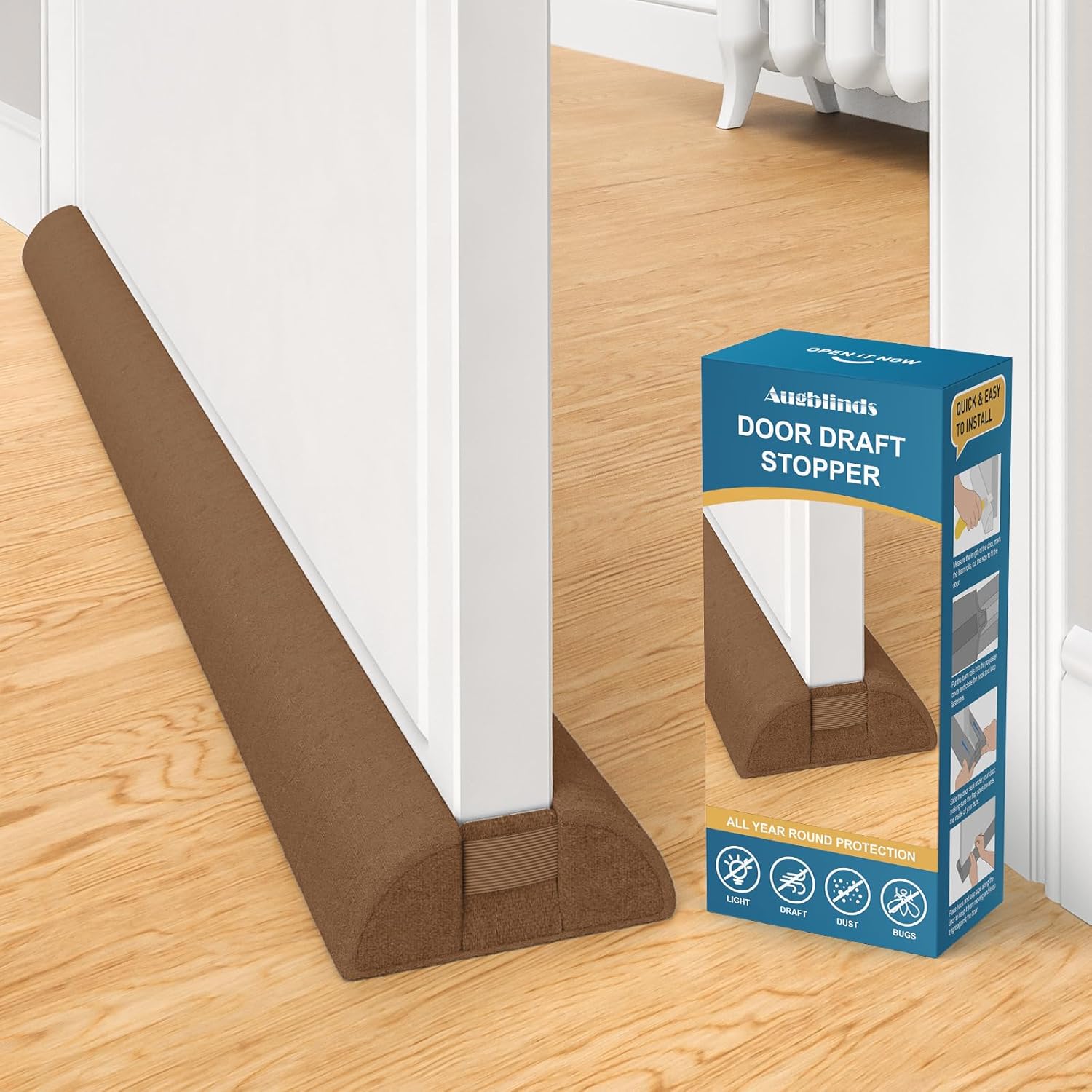 Adjustable Door Draft Stopper 36 Inch Brown