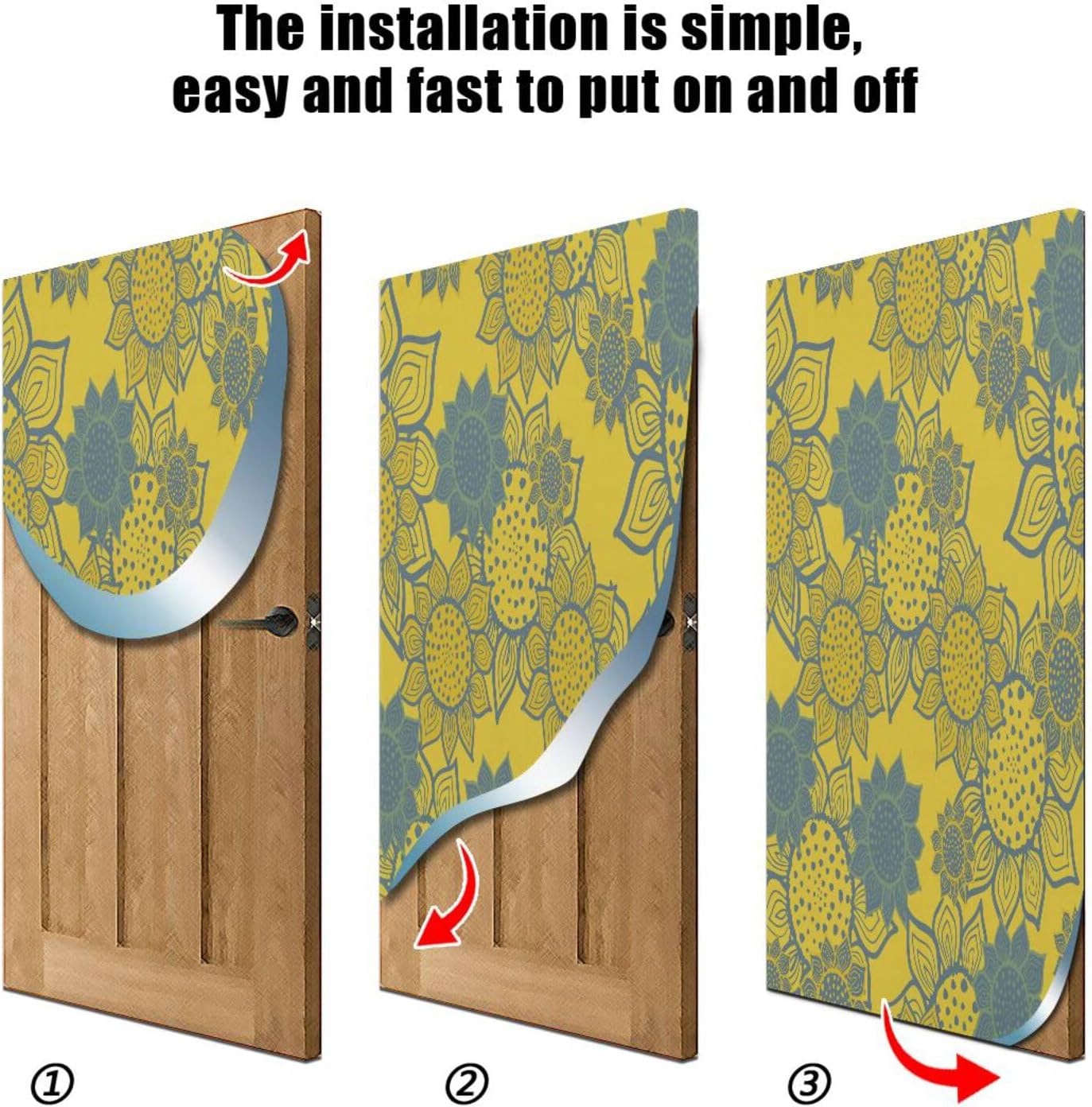 Susiyo Yellow Flower Halloween Door Cover Stretch Fabric